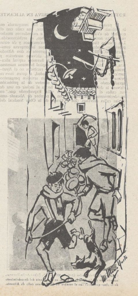 Calderos de Nochebuena. Dibujo Manuel Mora Yuste en Revista Castillo. Año 1964, nº 34.